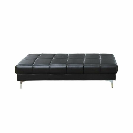 KD GABINETES 66 x 33 x 17 in. Tufted Faux Leather Cocktail Ottoman Black KD3138631